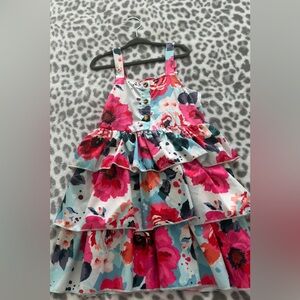 Vibrant Floral Kids Dress - Pink and Blue